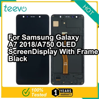 LCD дисплей Teevo за Samsung Galaxy A7 2018/A750 OLED-дисплей и сензорен дигитайзер с рамка в черен цвят