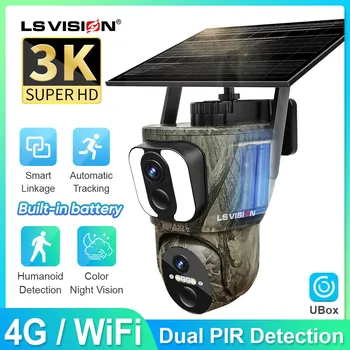 LS VISION 4G Слънчеви Камери за Сигурност на Безжични wifi Външно Видеонаблюдение 3K HD Дивата Природа за Нощно Виждане за Откриване на Човек/Животно