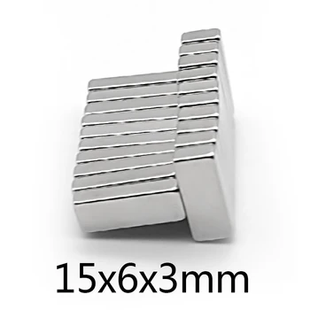 Неодимовый магнит малкия квадрат 15*6*3 мм силен магнит правоъгълен Паралелепипед форми мощен постоянен магнит правоъгълен 15x6x3 мм