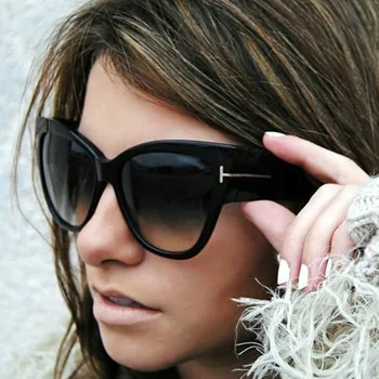 Реколта дизайнерски слънчеви очила в голяма рамка, дамски слънчеви очила за дамска мода с градиентными нюанси на 