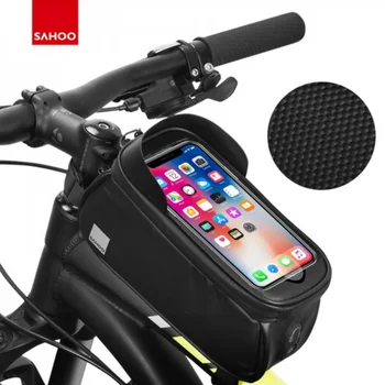 Sahoo 122053 0.8 Л Колоездене на Велосипед Водоустойчива Чанта На Предната част на Рамката на Велосипед Горната Тръба Сензорен Екран 6.5 инча Чанта За Мобилен Телефон Pannier Pack