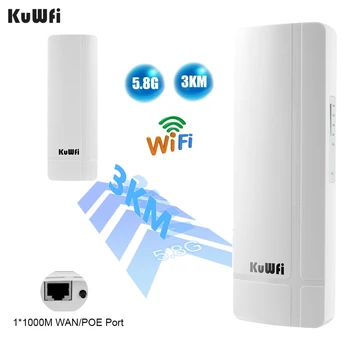 KuWFi 5.8 G 900 Mbit/с Външен Безжичен Мост CPE Gigabit POE WAN Порт Усилвател на Сигнала на Wi-Fi С по-Голям Обхват 14dBi Антена