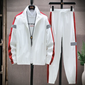 2023 спортно яке на светлоотразяващите ивица, костюми, мъжки панталони, комплекти от 2 теми, дрехи за мъже, спортни дрехи, блузи