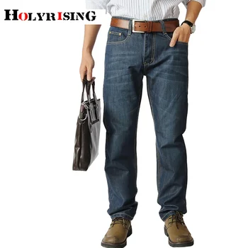 Holyrising Мъжки дънкови панталони мъжки дънки преки свободни Бизнес ежедневни 32-52 размер homme мъжки модни дънкови панталони 18733-5