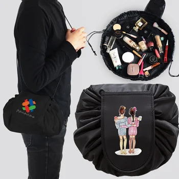 Пътна косметичка на съвсем малък, преносима чанта за съхранение на козметика с шарките на приятелки, органайзер за грим с голям капацитет, клатч за съхранение