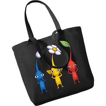 Дамска чанта-тоут Pikmin, пътни чанти, дамски чанта за пазаруване, чанта през рамо, преносима сгъваема черна чанта с голям капацитет