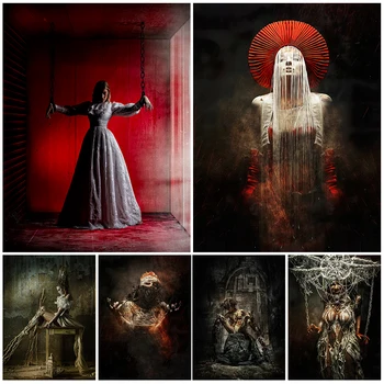 Вещица Дойде, Ужас Мистериозен Художествен Плакат Отпечатва Трилър Момиче Стенно Изкуство Платно Картина За Украса На Къща На Ужасите, Без Рамка