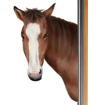 Етикети към прозореца под формата на кон, подвижни стикери за стена с изображение на фалшиви прозорци, реалистични стикери за стена под формата на кон, етикети със собствени животните на фермата