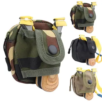 Чанта за прашка, преносима ловна чанта за съхранение на стоманени топки, набор от съоръжения за джаджи, поясная чанта с цип джоб с катарама за къмпинг