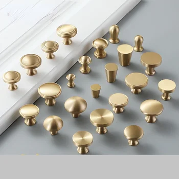 Месингови мебелни дръжки за шкафове и чекмеджета Златни Ярки Кръгла мат дръжки на Вратите Nordic Luxury за гардероба и шкафа