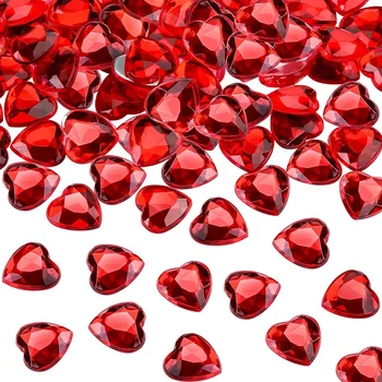 200 Акрилни страз във формата на сърце за Свети Валентин, сватбени кристали с равна задна част, под формата на сърце, 0,5 инча