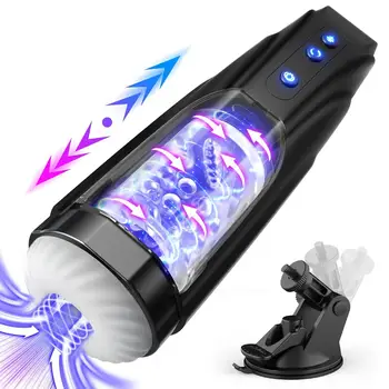 Въртящата автоматична мъжки чаша-мастурбатор с усилвател, 3D реалистични джобни секс-играчки за възрастни, смучещи пенис за мъже