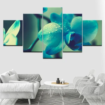 Красиви цветя 5 бр. HD Тапети Арт Печат върху платно модерен плакат Модулна художествена живопис за домашен интериор дневна