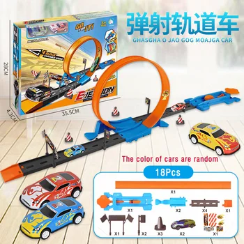Автомобилната писта за деца, играчки от сплав, състезателна писта, комплекти с релси, събрани със собствените си ръце, модул за Обучение е Интерактивен подарък за момче