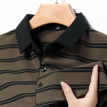 Класическа риза с къси ръкави на райета, Мъжка тениска с дълъг ръкав, Ежедневни универсални капаци, Черно-бял ревера, M-4XL