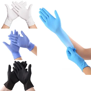 20 Бр Еднократна употреба нитриловых ръкавици, черни хранителни кухненски ръкавици, непромокаеми, които не съдържат латекс, за почистване, ремонт на автомобили, лабораторни ръкавици