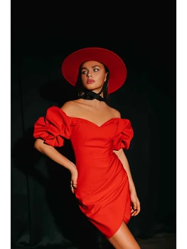 Модно червена рокля за бала, вечерна рокля, къса рокля над коляното, сшитое по поръчка, специални вечерни рокли за партита.