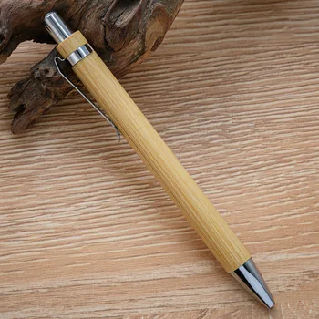 Химикалка химикалка от бамбуково дърво 1/2 бр. с върха 1,0 мм, сини черно мастило, маркова химикалка писалка за офиса, канцеларски материали, ученически пособия