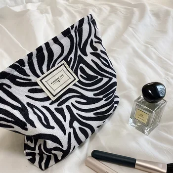 Модни Големият жена леопардовая косметичка, холщовая Водоустойчив косметичка джоб, чанта за пране, Органайзер за грим, косметичка