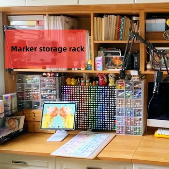 Кутия-Органайзер За съхранение на офис Химикалки, Титуляр на канцеларски материали, Акрилна Полк, Училищен Маркер, Прозрачни цветни Моливи