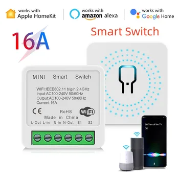 16A Homekit Smart WiFi Switch 2-лентов Модул за Управление на Ключове Mini Smart Breaker Siri Voice Control Работи С Алекса Google Home