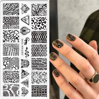 Плоча за релеф нокти, шаблон от кожата на леопард, змията, любимец, Аксесоари за нокти-арт, Ситопечат, формата на ноктите, Средства за отпечатване на изображения