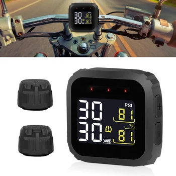 Система за контрол на налягането в гумите на мотоциклета M3 ГУМИТЕ, Цифров тестер, 2 сензор, Тест на гуми, Водоустойчив дисплей, Аксесоари за мотоциклети