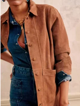 Дамски однобортные якета Есен-зима 2023 с отложным яка, обикновена ежедневни палто с дълги ръкави и джобове