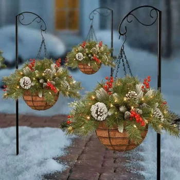 1 бр. Коледна подвесная кошница със собствените си ръце, Венец, Коледни празнични украси, нови гирлянди, ярко вътрешно външно украса.
