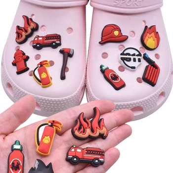 Продажба на едро, 1 бр. висулки за обувки от PVC за Crocs, Аксесоари за пожарникарите мъжки иконата, женски сабо, обтегач, Детски игли, бижута, Дънки, Коледен подарък