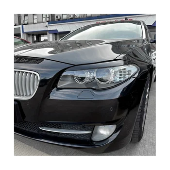За BMW 5 серия F10 F11 Началото на 2011-2014 г., гланцова черна подплата на предната фаро, декоративна лента, тампон за вежди, стикер