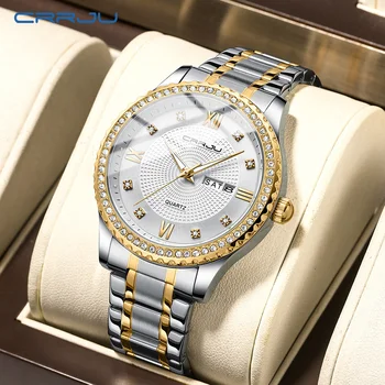 Мъжки часовник CRRJU, водоустойчив, светещи, най-добрата марка за луксозни спортни, кварц, военни, с автоматична дата Relogio Masculino