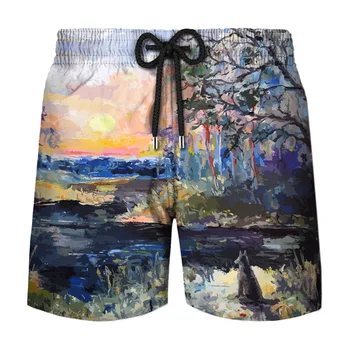 Къси панталони с 3D-принтом за мъже, дамски бански, бански костюми, мъжки летни шорти за сърф, плажни шорти 2023 година, дрехи