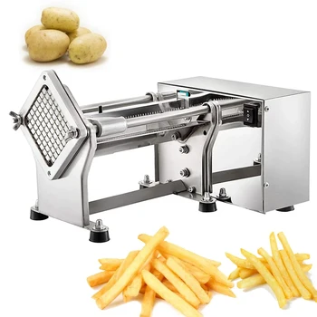 Машина за приготвяне на картофи чипс и пържени картофи от неръждаема стомана, Електрическа настолна фритюрник за нарязване на зеленчуци на ивици, кубчета за нарязване на кубчета за кухни