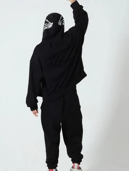 Дамски hoody Y2k с цип, реколта графична яке-скелет, эстетичная hoody Оверсайз Фея Гръндж Harajuku Streetwear