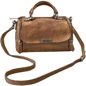 Чанта-възглавница от телешка кожа ръчно изработени, преносима дамска чанта с нишов дизайн през рамо