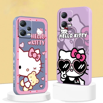 Sanrio Hello Kitty Мультяшная Течна Левица Въже За Xiaomi Redmi Note 12 12S 12С 11 11T 11S 10 10S 9 8 8T Pro Plus 5G Калъф За вашия Телефон
