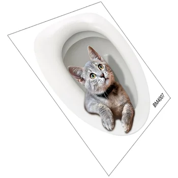 3D котка седалка за тоалетна стикер подвижна баня етикети са самозалепващи тоалетна стикер