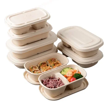 Обяд-бокс за леки продукти, Биоразлагаемый Обяд-бокс за микровълнова печка, Еднократен контейнер за храна, Опаковъчна кутия за зеленчукова салата пакетирана
