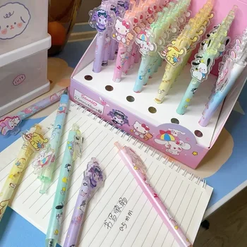 Нови Гел химикалки Sanrio 24/48шт Hello Kitty Kuromi Ins Акрилни кръпка В съответствие с Криейтив Press Pens Черна Студентски Тест дръжка на Едро