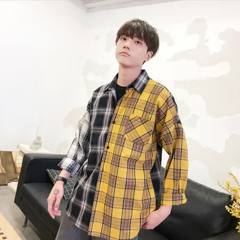 Студентски модни и ежедневни риза райе с дълги ръкави за момчета, корейската версия ризи Four Seasons