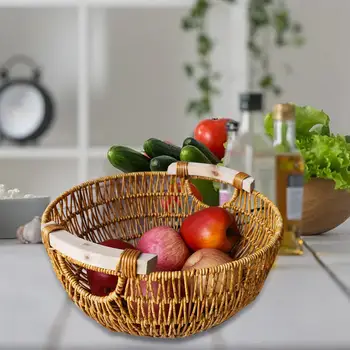 Кошница от ракита, Туристическа кошница за пазаруване, Домашен контейнер за плодове, Декоративна кошница за багаж, кош за зеленчуци за домашна градина