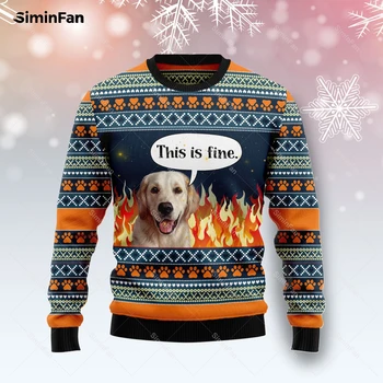 Коледен пуловер Labrador Звученето Fire с 3D принтом, мъжки пуловер, ежедневни hoody, няколко ризи с дълъг ръкав, дамски блузи Унисекс